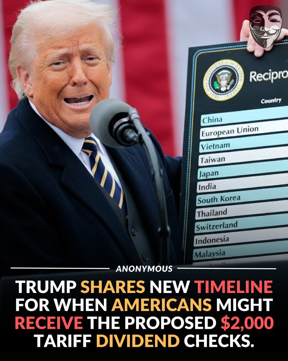 anonymousgroupx's tweet image. A big promise is making headlines again... and many people are wondering what it really means for their wallets. 💬

The plan for $2,000 tariff dividend checks has sparked a lot of interest because it would send direct payments to millions of Americans using money collected from…