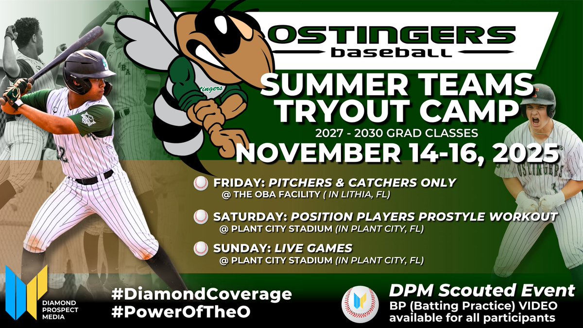 DiamondProMedia's tweet image. THANK YOU to @OstingerAcademy along with the players and coaches for having us to cover their 2026 Summer Teams Tryout Camp! As usual there was plenty of talent across the board and we look forward to highlighting the top performers with post-event content. #DiamondCoverage
