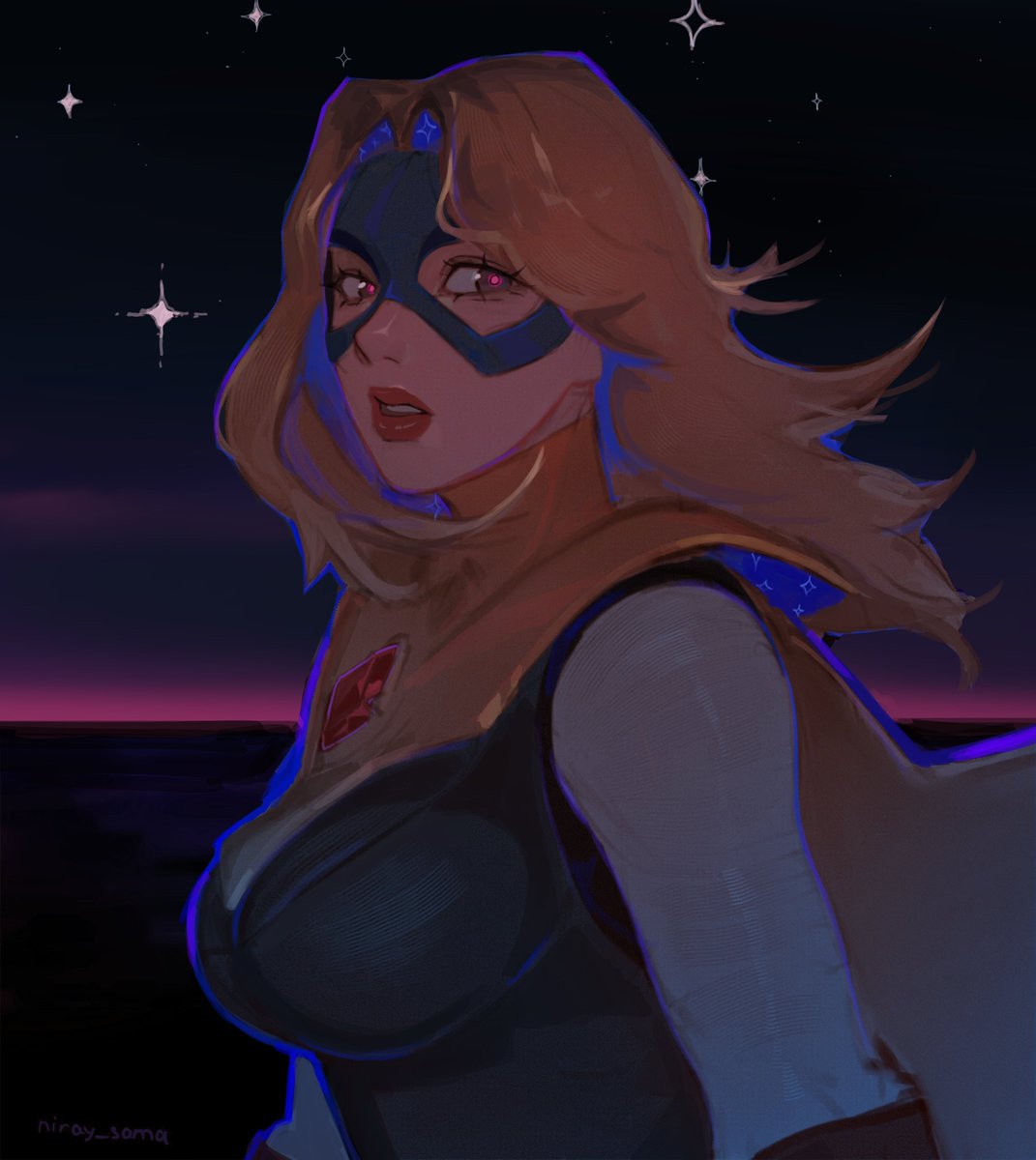 niray_sama's tweet image. I was tired yesterday, so I drew it pretty badly... I even made a mistake in her name. Her name is Blonde Blazer!