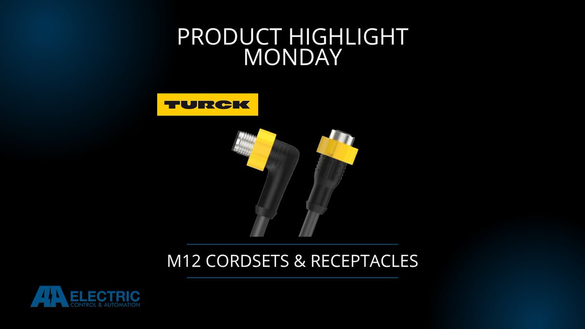 AAElectric's tweet image. Product Highlight Monday is here! Today we are highlighting Turck&apos;s NEW Re-designed M12 Cordsets &amp;amp; Receptacles. Ideal for factory automation on machines and in control systems. Contact us today at 1-800-237-8274 to learn more. #Turck #ProductHighlightMonday #distributors