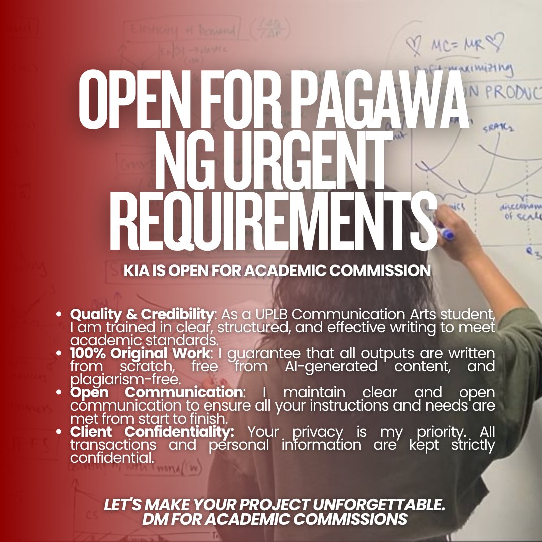 kia_commission's tweet image. OPEN | KIA ACADEMIC COMMISSION 🏷 Academic freelancer &amp;amp; expert writer for thesis help, rrl writing, dissertation, capstone project, research paper. Professional academic support for quality results. Hire a freelance academic writer. #academicfreelancer #thesishelp #dissertatio