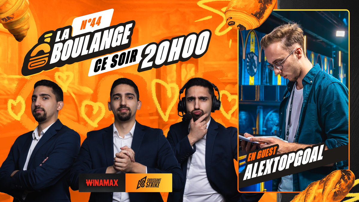 CroissantStrike's tweet image. 🇫🇷 @AlexTopGoal sera notre nouveau pain dans la Boulange ! 😋

L&apos;occasion d&apos;aborder son rôle d&apos;assistant coach chez 🇫🇷 @3DMAXGaming et de parler du Major qui approche.

On évoquera aussi évidemment l&apos;annonce de @JawedCS de la semaine dernière. 🥲

À 20h, sur Croissant Strike ! 🥐