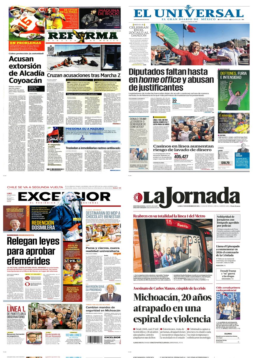 castroclemente's tweet image. Las #Portadas 
#PrimerasPlanas 

Hay #monos recibiendo &quot;gas del bienestar&quot; 

EnTT: #MarchaNacional Teo #MañaneraDelPueblo 
Diosdado Jóvenes Construyendo Lunes 17 Zócalo Ariadna Montiel #GenZ

#TromposyPirinolas
#FelizLunes