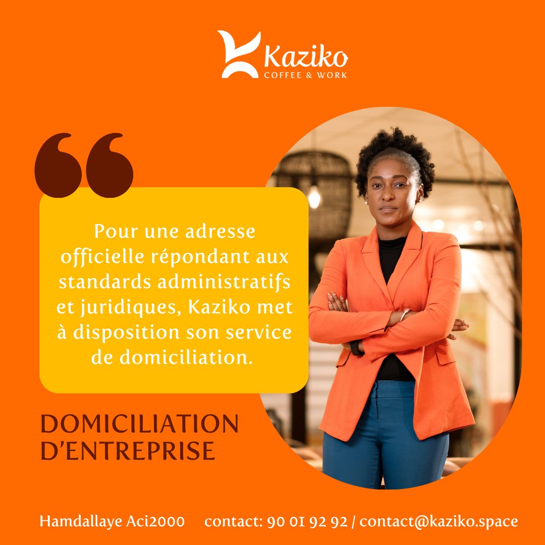 Créer, entreprendre, grandir… tout commence par une adresse fiable !
Avec le service de domiciliation Kaziko, posez les bases solides de votre réussite.
#Coworking #Domiciliation #entreprise #Bamako
