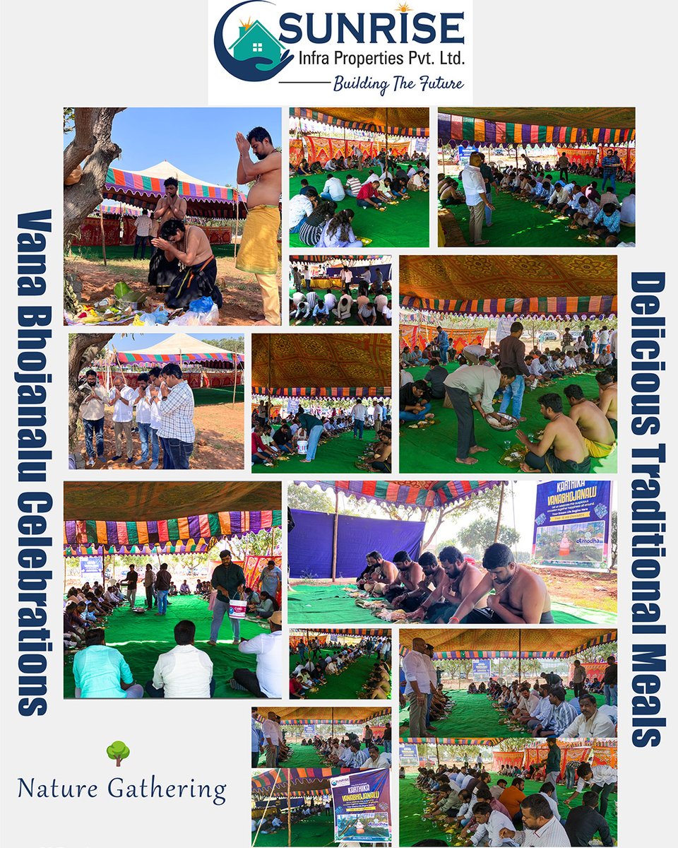 ProjectsInfra's tweet image. A Day Filled With Nature, Devotion &amp;amp; Togetherness!

Vana Bhojanalu at our Amodha Site (16-11-2025) was a beautiful celebration of community spirit, tradition, and heartfelt bonding.
#VanaBhojanalu #AmodhaSite #SunriseInfraProperties
#SunriseFamily #NatureVibes #CommunityGathering