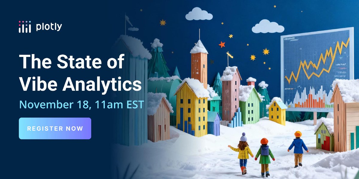 plotlygraphs's tweet image. ⏰ Tomorrow’s the day!

Join us tomorrow at 11 AM EST for The State of Vibe Analytics. Hear insights from hundreds of developers, data scientists, and analysts on how AI is reshaping analytics workflows.

Discover adoption trends, industry patterns, and how teams are using AI to…