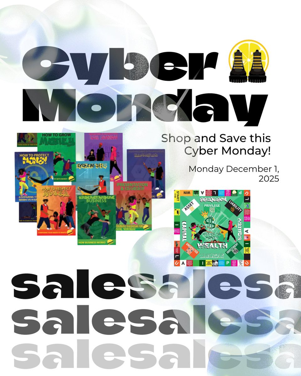 lemonadestdbcmp's tweet image. 💻 Cyber Monday Deal! 
Empower young minds with our booklets &amp;amp; Lemonade Stand Bootcamp board game now on special sale! 
Shop smart, gift growth, and build future leaders 💛
🛒 Don&apos;t miss it! 
#lemonadestandbootcamp #cybermonday #youth