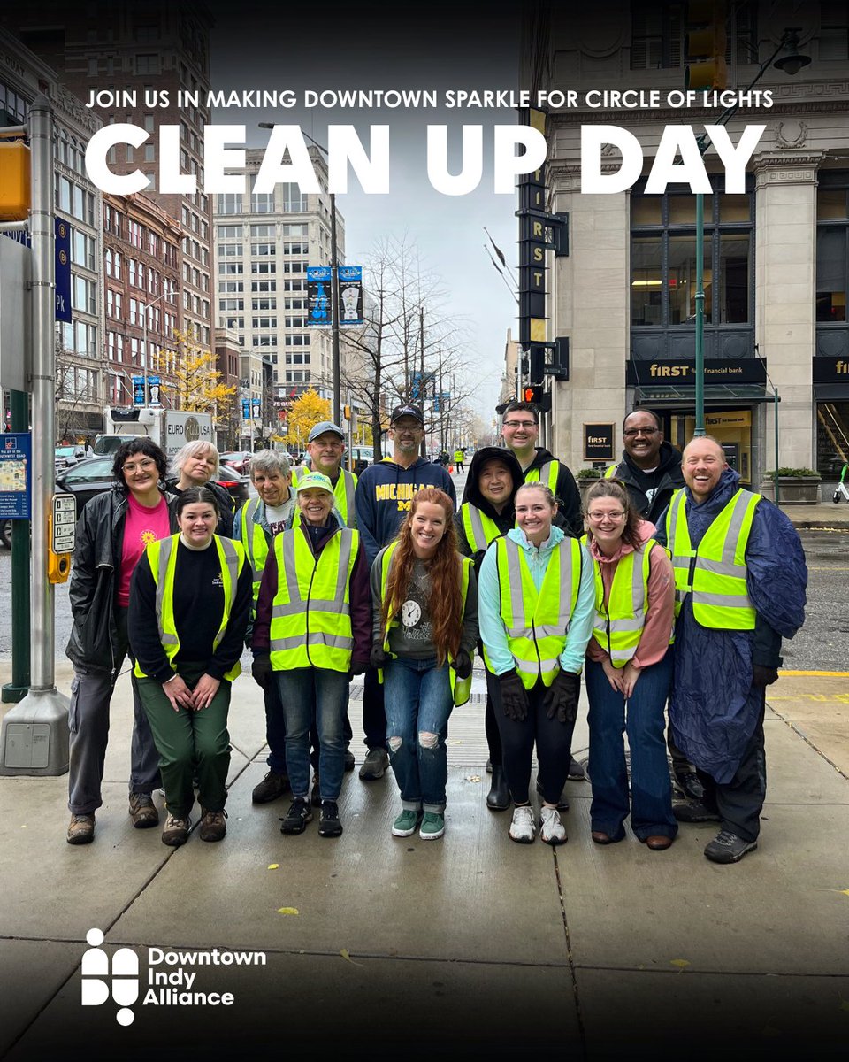 IndyDT's tweet image. Looking to earn volunteer hours or help make Downtown sparkle? Join us this Thursday, November 20, for Community Clean Up Day as we prepare for Circle of Lights® presented by IBEW 481! 

Link in bio to sign up 👆