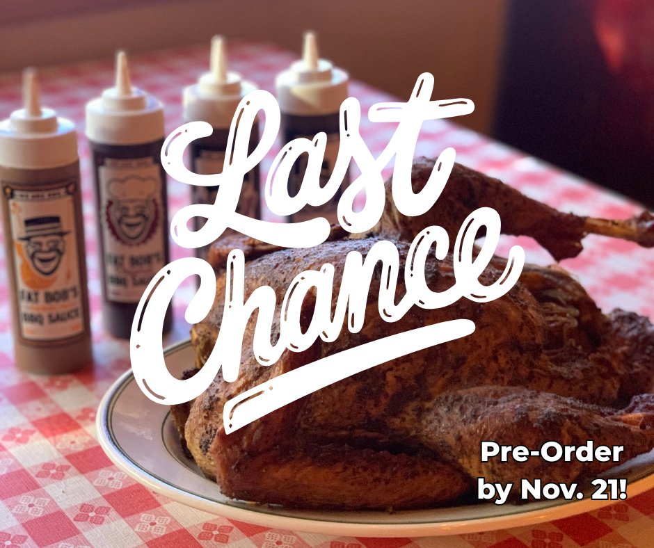 🦃 It's the final days to order — don’t miss out! 

Our house-smoked #Thanksgiving turkeys are going quick. Preorder yours now and bring home Buffalo's best.

📍 Allentown pickup only Nov. 26, 2025
💻 fatbobs.com - #buffalony #fatbobs #turkeyday