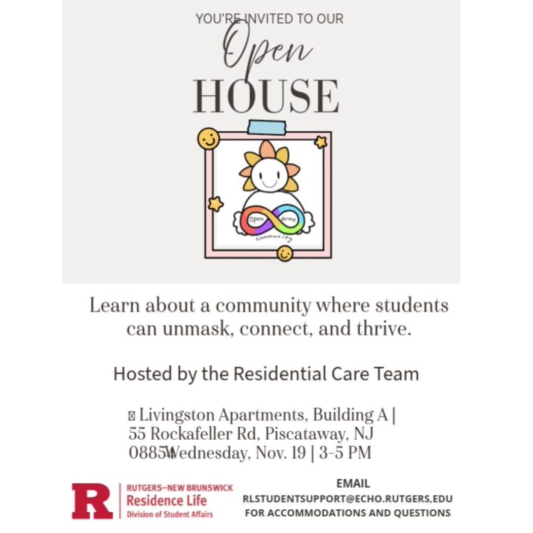 #RutgersOpenHouse #NeurodiversityCommunity #StudentCommunity #ResidenceLife #RutgersNB #InclusiveLiving #CampusLife #StudentSupport