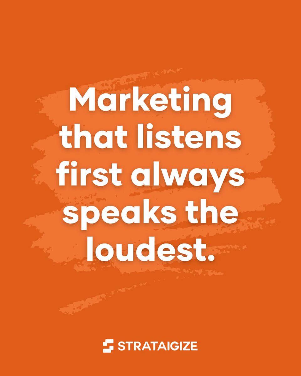 strataigize's tweet image. Listening is the most underrated marketing strategy.

When you understand your audience, every message lands louder.

👉 Follow @strataigize for more valuable insights.

We grow brands, products &amp;amp; mobile apps through strategic content marketing, paid media, and the best websites…