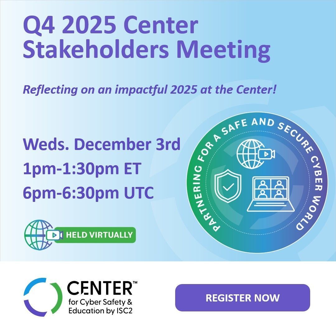 iamcybersafe's tweet image. Join us Dec 3 at 1 PM ET for our Q4 Stakeholders Meeting! Hear from Trustees Zach Tudor &amp;amp; Carolyn Dolezal and meet our new Executive Director, Dhriti Stocks, as we reflect on 2025 milestones and look ahead to 2026. Register: 

buff.ly/2YxuVIy 

#Impact #Cyber #Achieve