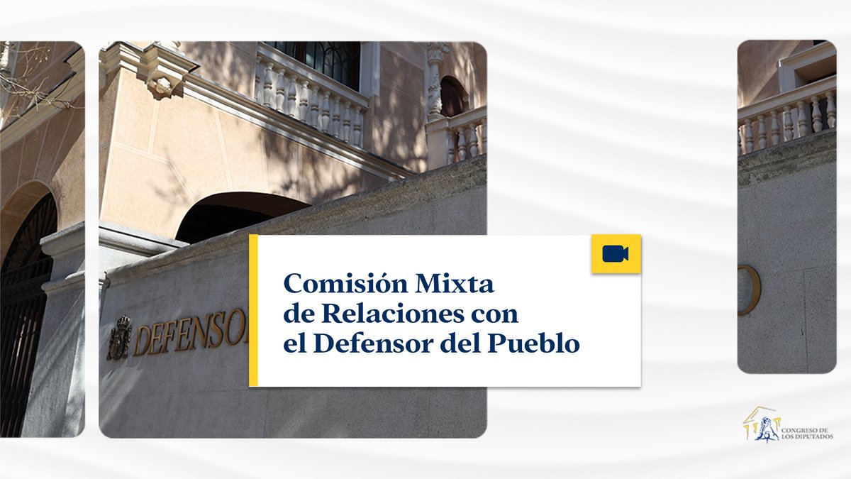 🔴#EnDirecto Comisión Mixta de Relaciones con el Defensor del Pueblo. Comparecencia del Defensor del Pueblo para informar sobre varios asuntos.

📄 Orden del día: ow.ly/bLAT50XrA35
▶️ YouTube: ow.ly/QcsW50XrA36
📽️ Congreso TV: ow.ly/fHYN50XrA37