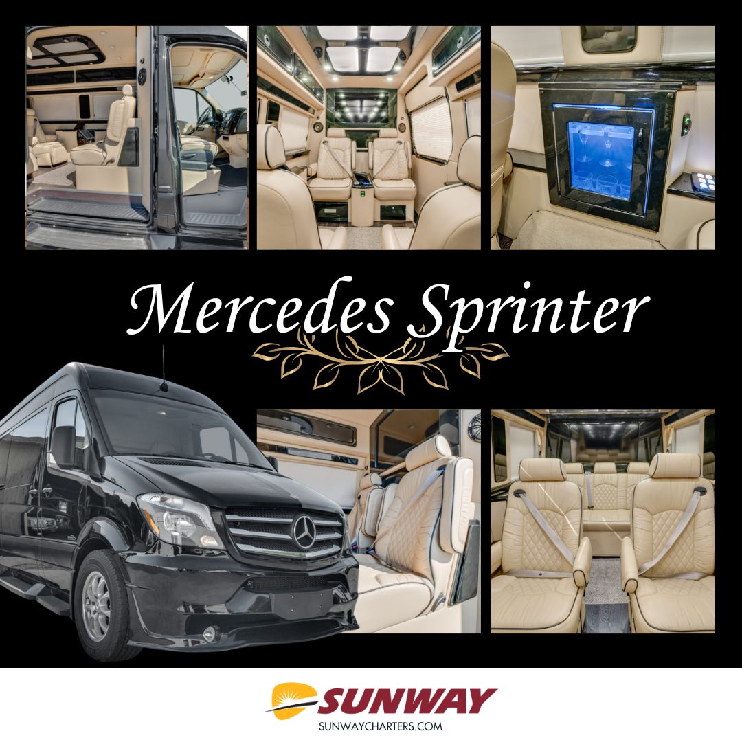 SunwayCharters's tweet photo. Executive comfort with effortless convenience, our Mercedes Sprinter features plush leather captain’s chairs, ambient LED lighting, premium sound, WiFi, and privacy partitions, making every mile smooth, stylish, and stress-free. (Charlotte, NC only)

https://t.co/Hom9XBvbLV https://t.co/zh5Ct75wRm