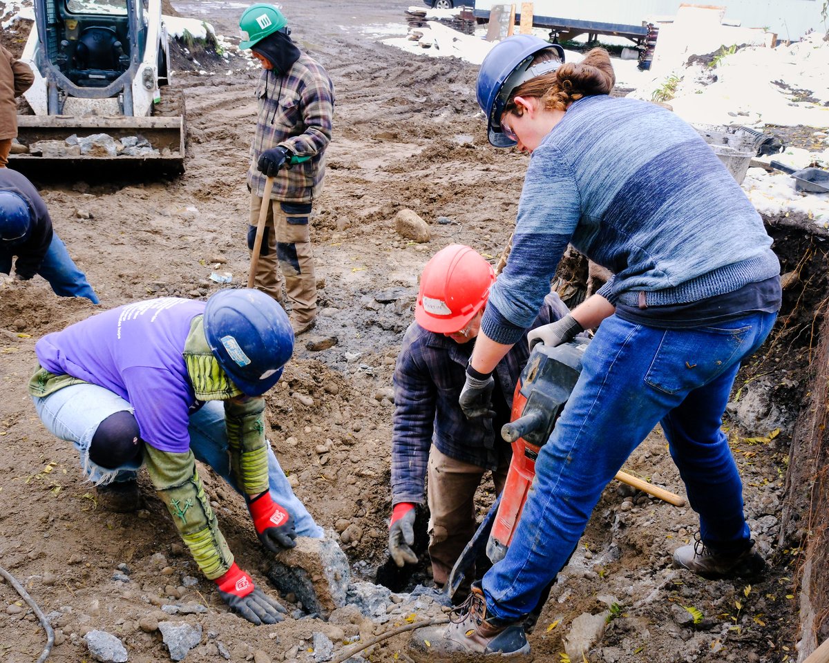 A big thank you to Team Grand River Collegiate students for spending the day on our build site! 
It was messy work, but you jumped right in and together, we built more than walls. We built community. We appreciate your hard work and can’t wait to have you back again!🏡💙