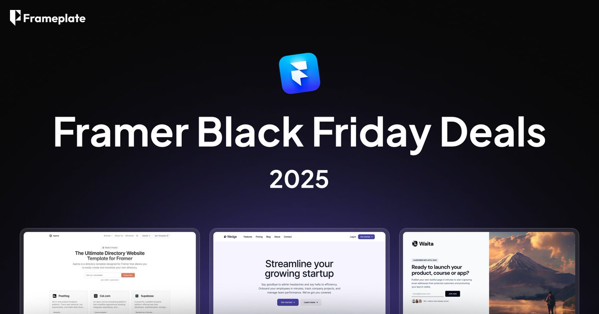 julesvcode's tweet image. I&apos;m collecting @framer Black Friday deals again this year!

Last year we drove over $5,000 in revenue for Framer creators. So we&apos;re doing it again this year!

Open to anyone making Framer templates, plugins, UI kits, components or resources.

Submit your deal below 👇