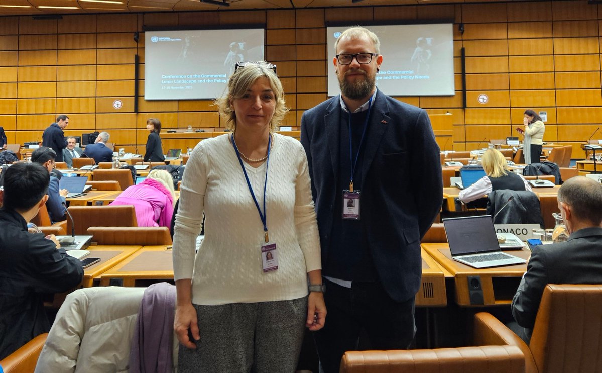 infoGMV's tweet image. Our colleagues are joining the Conference on the Commercial Lunar Landscape and Policy Needs, organized by @UNOOSA! 🌕✨
Global experts meet to shape the future of commercial space and sustainable lunar development.
#UNOOSA #SpaceSustainability