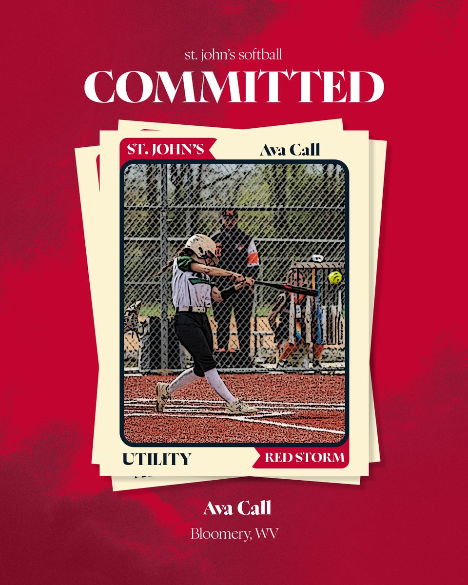 StJohnsSoftball's tweet image. COMMITTED‼️

West Virginia made, New York ready. Welcome to St. John&apos;s, @avacall11!

#RedStorm