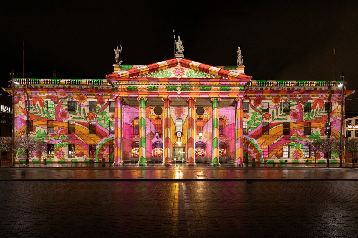 DubCityCouncil's tweet photo. Dublin City Council presents the Dublin Winter Lights! ✨ 

Explore 25 stunning locations in Dublin City Centre from December 1st to 21st. Experience breathtaking light installations and projections by renowned artists, transforming iconic buildings and landmarks. 

Don't miss the dazzling displays at Merrion Square Park, the GPO, Dublin Castle, Wolfe Tone Square, along the River Liffey, and Meeting House Square. 

For more details on locations and dates, visit https://t.co/nEvgabE1DH