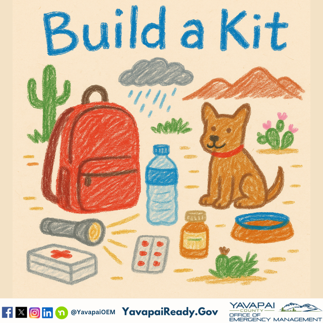 YavapaiOEM's tweet photo. Our social media person is out of town, so weβre stepping in like βsocial media is easyβ¦ right?β π
Todayβs reminder: π Build a kit. Water, meds, pet supplies, and the things you need for Yavapai County hazards.
#BuildAKit #YavapaiReady https://t.co/dJzX2iXr9k