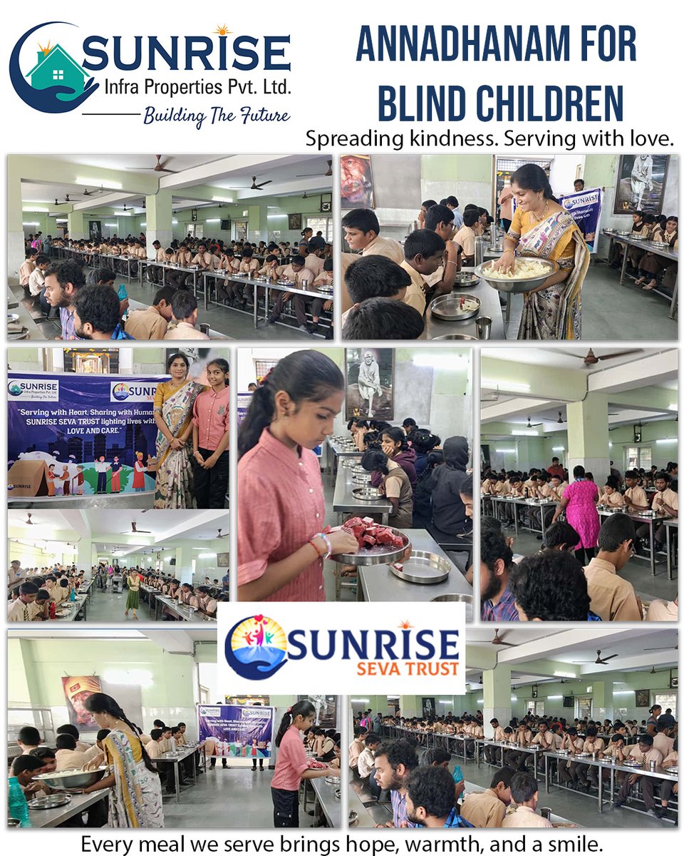 ProjectsInfra's tweet image. Devnar School for the Blind

Sunrise Infra Properties &amp;amp; Sunrise Seva Trust conducted a heartfelt Annadhanam for blind children — spreading love, care, and hope.
A simple act of kindness creates a big impact.
Sunrise Infra — Serving with Purpose.

#SunriseInfra #SunriseSevaTrust