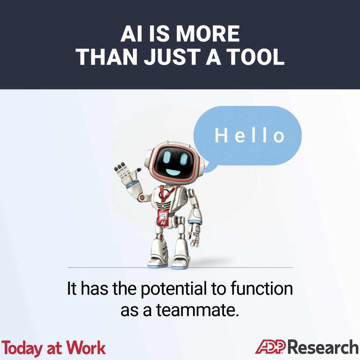 ¿Qué tan extendido está el uso de la #IA en el #trabajo?

El 43 % de los trabajadores estadounidenses dijo a <a href="/AdpResearch/">ADP Research</a> que usa la inteligencia artificial (#AI) con frecuencia, mientras que el 42 % afirmó que la usa rara vez o nunca. 

Estos #datos son importantes, porque la