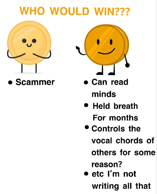 Who would win bfdi Coiny or honey Coiny? I think honey Coiny because Coiny bfdi is not a good character smh who would make their whole profile about Coiny bfdi…