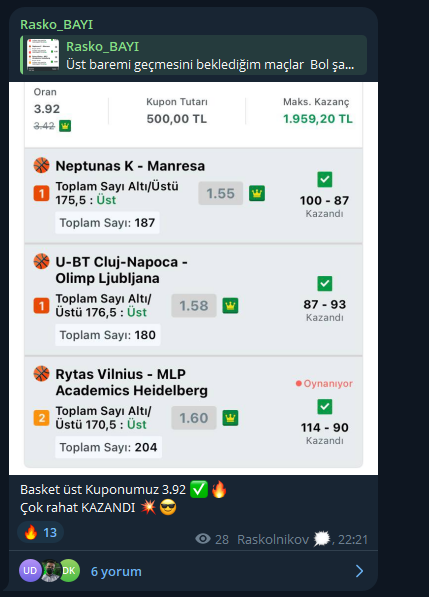 raskolnikovrmn's tweet photo. 🏀 #Rasko Basket Serisi: 2 Günde 2 Vuruş!
Dün: 2.89 oranla 🔥
Bugün: 3.92oranla 💥
Basketin ritmi, @OrkunSansBayi  Bayi grubunda atıyor
✅ İki gün, iki kupon, sıfır tereddüt 🎯
Bekleriz 👉https://t.co/oNFzC74qY9 ✍️ https://t.co/ylUyW7LUr0