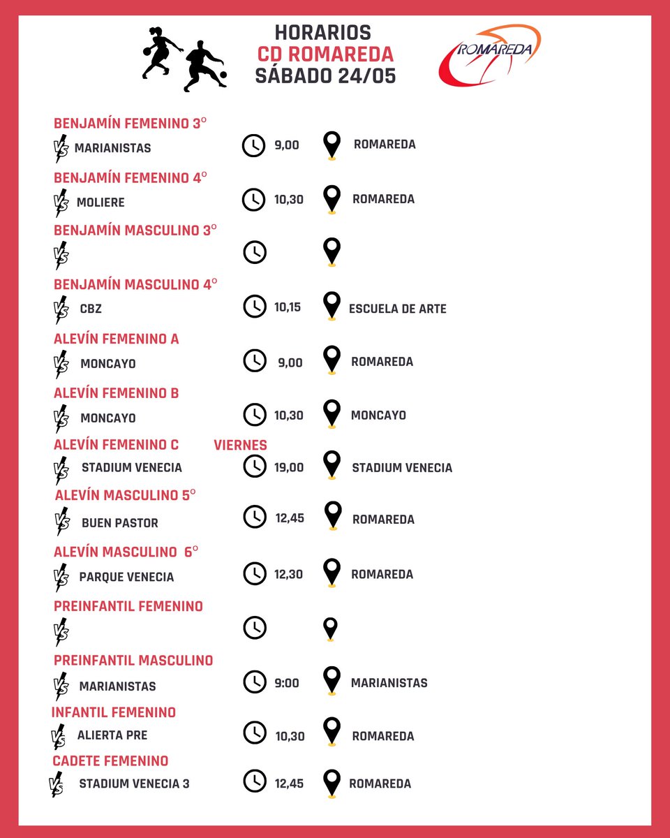 🏀🏀
Horarios para el fin de semana
Mucha suerte a todos
💪💪
