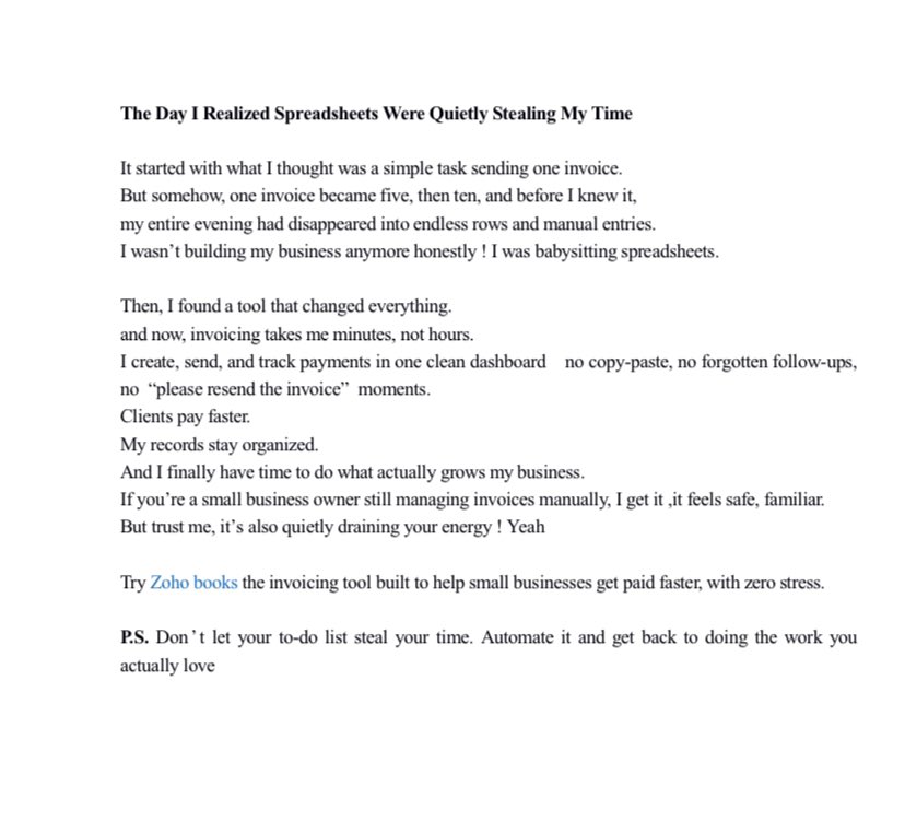 DSalesLetterGal's tweet image. Day 5: Sales Letter on a SaaS Tool for Small Business Invoicing

#SalesLetterChallenge #CopywritingChallenge #CopywritingJourney #StorytellingInMarketing  #Copywriting #DigitalMarketing #SaaSMarketing #EmailMarketing #WritingThatSells #ContentThatConverts #MarketingCopywriter