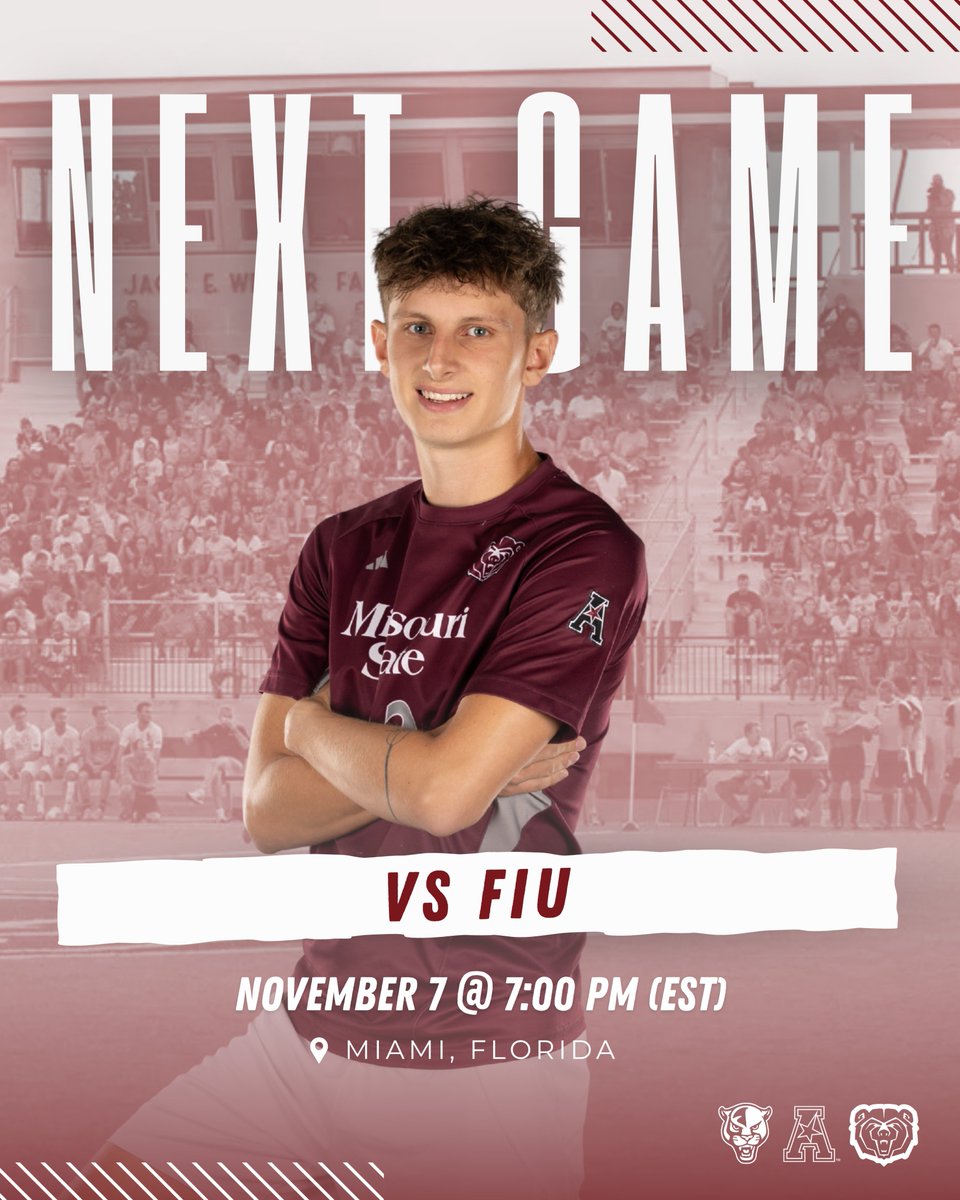 MoStateMSOC's tweet image. NEXT GAME ‼️

🆚 FIU
⏰ 7:00 p.m. EST &amp;gt; 6:00 p.m. CT
📍 Miami, Fla.
📺 (ESPN+) tinyurl.com/ymvmdfnw
📊 tinyurl.com/3kt76jem

#GoBears | #4Outs | #WeAreMoState