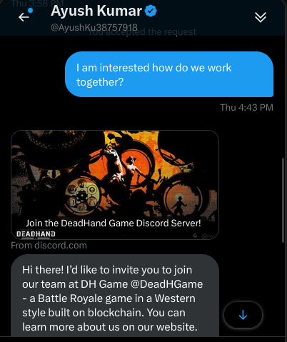 @punk828_ Threat Actor Profile:    
Current Username: <a href="/AyushKu38757918/">Ayush Kumar</a>    
Previous usernames:    
XID: 1332692090828988417   
Type of Threat: Malware Distribution   
Permanent Profile Link: x.com/i/user/1332692… 
Stay Away from DHGameOFF