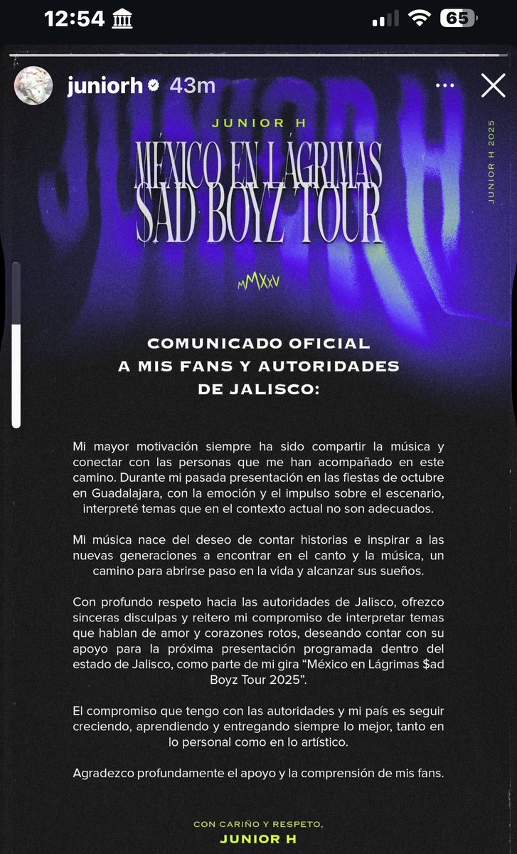 Con cariño y respeto — Junior H.