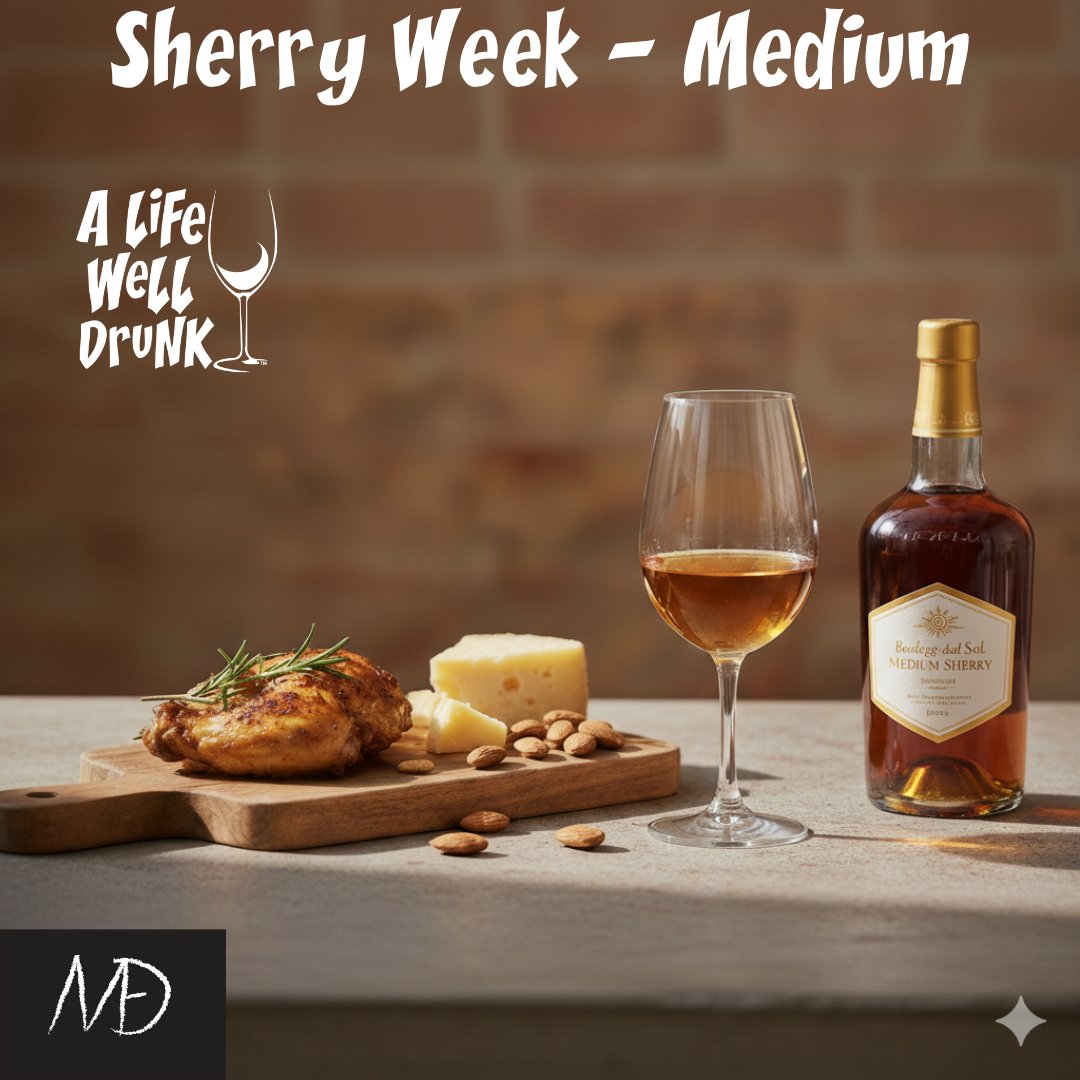 Discover the delightful versatility of Medium Sherry! Sip it chilled or pair it with roasted chicken and hard cheeses. What's your favorite way to enjoy it? #MediumSherry #SherryWine #WinePairing #SherryWeek