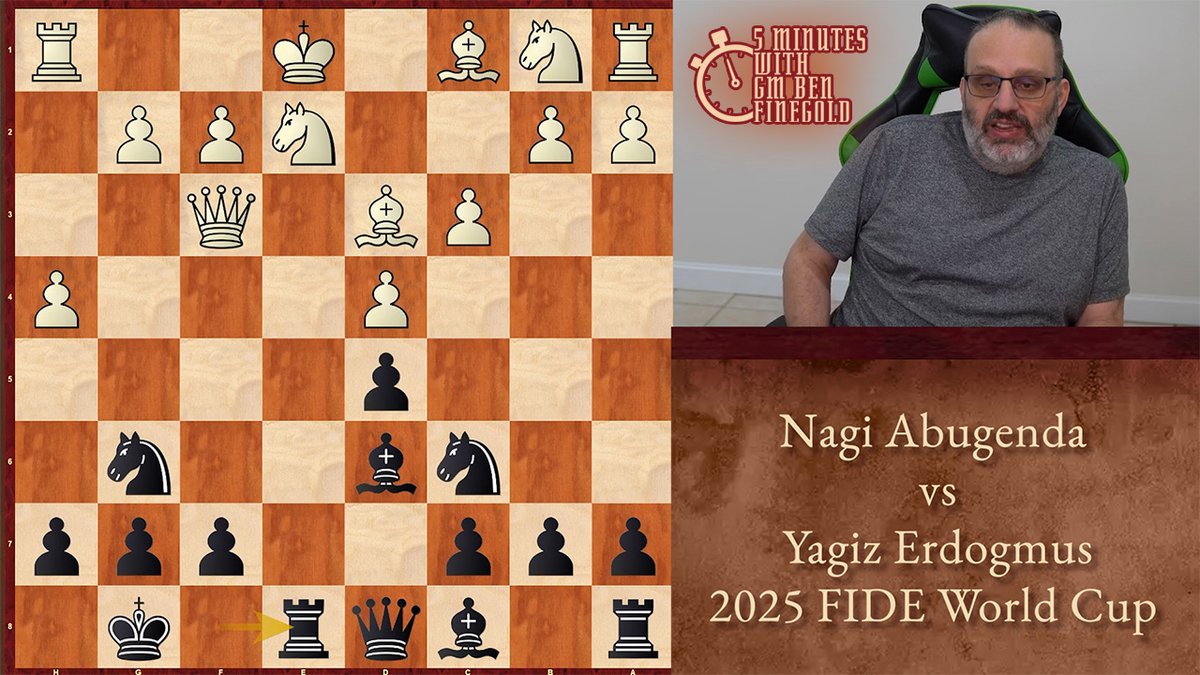 Nagi Abugenda vs Yagiz Erdogmus, 2025 FIDE World Cup
Brilliant Sacrifice | 5 Minutes with Ben

youtu.be/2qxyvImIU5Y