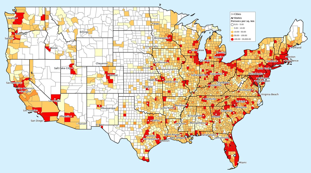 My map represents Population Density. 
The <a href="/GOP/">GOP</a> , <a href="/realDonaldTrump/">Donald J. Trump</a> and <a href="/WhiteHouse/">The White House</a> care more about empty land instead of caring about the where people are.