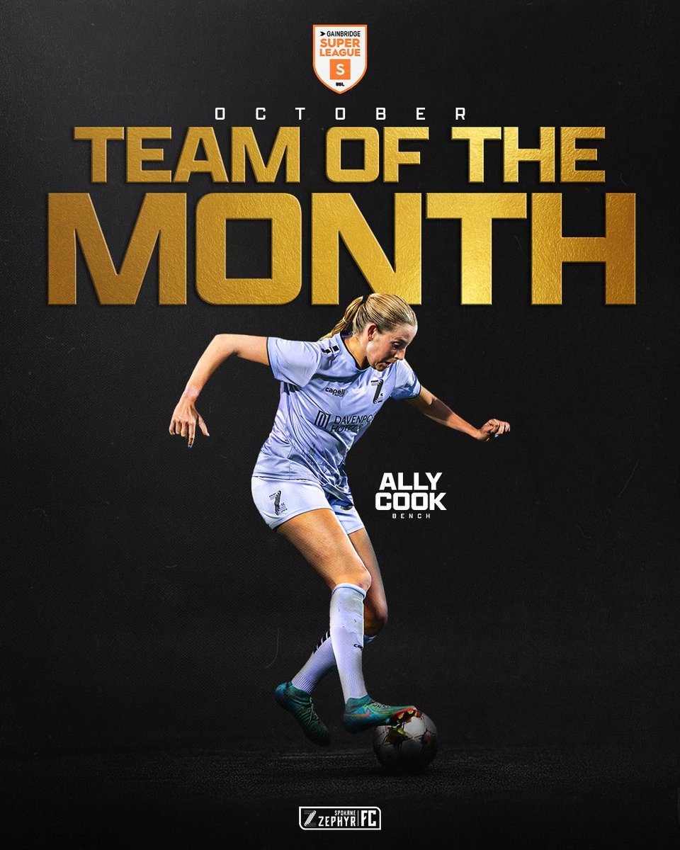 𝙊𝙘𝙩𝙤𝙗𝙚𝙧 𝙎𝙥𝙤𝙩𝙡𝙞𝙜𝙝𝙩 ✨

Reese Tappan, Hope Hisey, and Ally Cook have been named Gainbridge Super League Team of the Month for October! 👏

#SpokaneZephyrFC #GainbridgeSuperLeague #LetsGoSpo #WestWindsRising #WelcomeToTheEdge