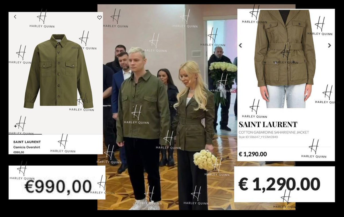 В этом кадре прекрасно все!
И инквизитор Рунета Мразулина и ее игрушечным женом Шмараном.
И национальная "русская" гимнастерка производства французской Saint Laurent на молодоженах.
"Здесь русский дух, тут смрадом пахнет"!