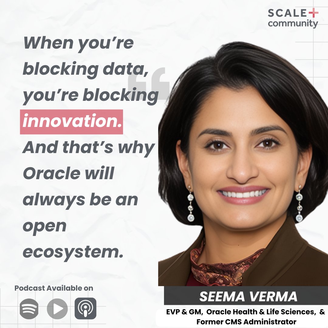 ScaleHealthcare's tweet image. AI, cloud, and open data are redefining how healthcare operates. In our latest Analyzing Healthcare episode, I sit down with @HealthcareSeema , EVP &amp;amp; GM at @Oracle &amp;amp; former CMS Administrator, to discuss the next generation of AI-enabled care.
Link- youtu.be/SesF-K5tbVw