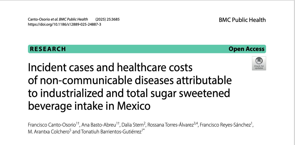 A pesar de los esfuerzos por reducir su consumo, las bebidas azucaradas industrializadas siguen causando un gran daño: 17% de los casos de diabetes tipo 2 y un gasto anual de 202 millones USD en atención médica. Urge reforzar las políticas de prevención.
rdcu.be/eOrTj