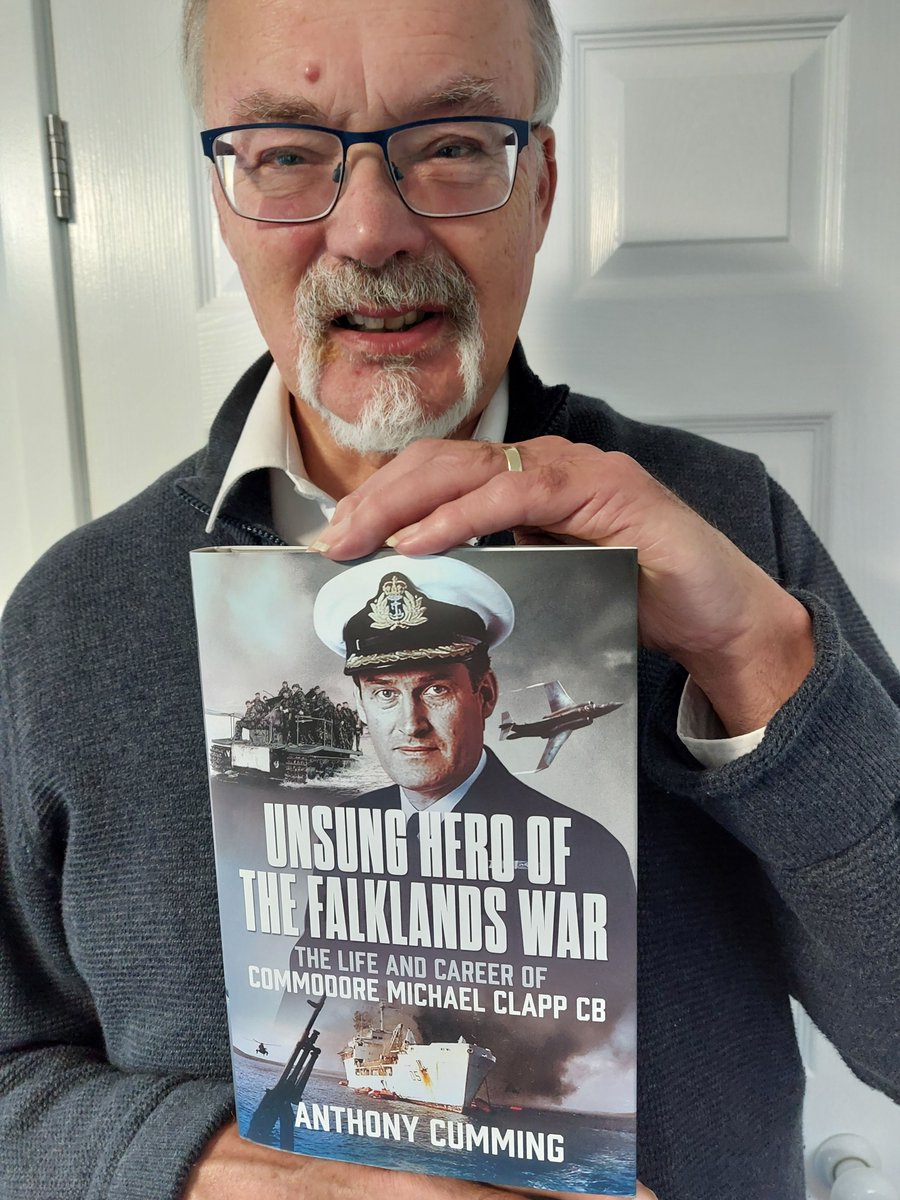 #MeetTheAuthor 👋 Say hello to author Anthony Cumming showing off his brand new release:

📖 Unsung Hero of the Falklands War – The Life and Career of Commodore Michael Clapp CB

🔗 buff.ly/X4nuqgh