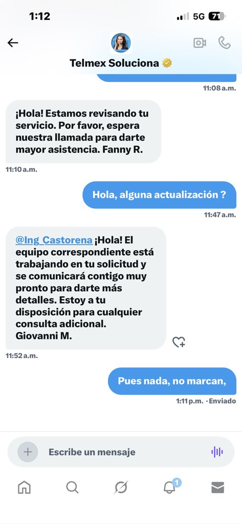 Ing_Castorena's tweet photo. @TELMEXSoluciona Pues nada, solo me dan largas y no llaman, no me están solucionando nada, será mejor cancelar, @TELMEXSoluciona @infinitum @hectorslimseade https://t.co/kWH4B1vUyk