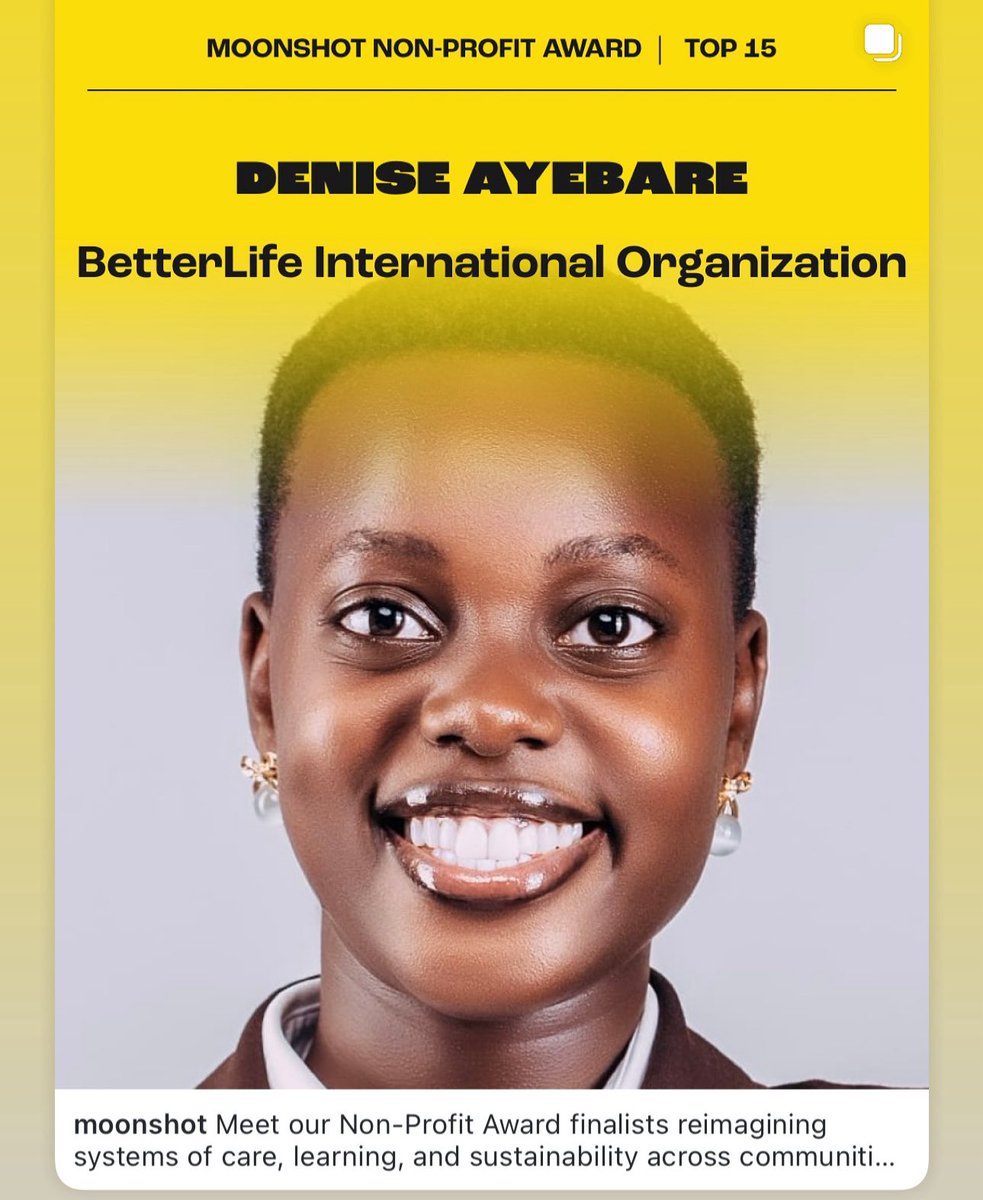 YouthDiplomatUG's tweet photo. We are proud to announce that our Secretary for External Relation- @AyebareDenise has been shortlisted among the top 15 finalists for the Moonshot Non-Profit award. 

The award ceremony will be held in New York City, United States this November. 

@MoonshotPlatf https://t.co/9mbZ0jBknt
