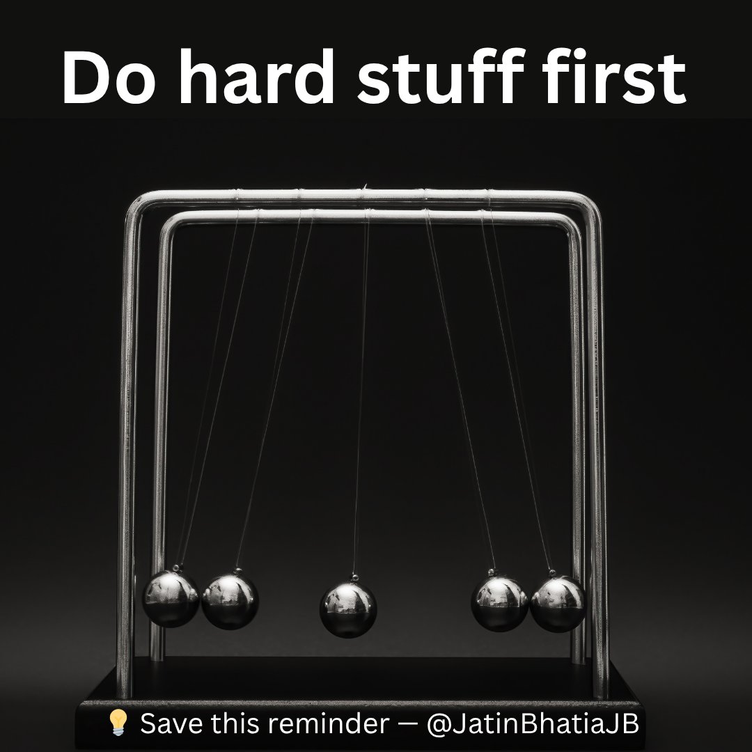 JatinbhatiaJB's tweet image. Procrastination? 
Eat That Frog says 𝗱𝗼 𝗵𝗮𝗿𝗱 stuff first. 🐸

Tiny wins = 𝘮𝘰𝘮𝘦𝘯𝘵𝘶𝘮. 

#TimeManagement #DailyHacks #HabitBuilding