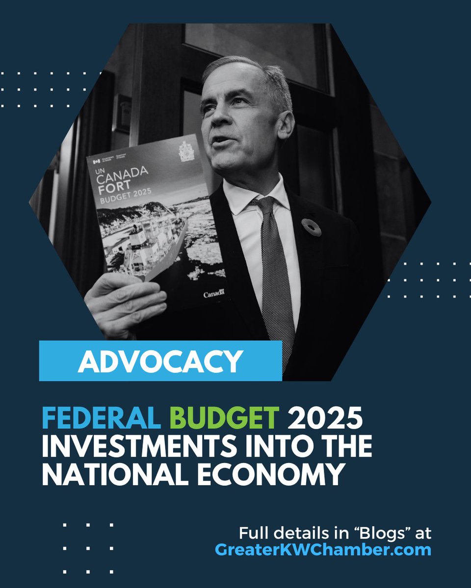 The first budget under Prime Minister Mark Carney was released this week, setting a course for long-term investment across Canada and possibilities of economic renewal for our region.
 
Read @ GreaterKWChamber.com/blog/
