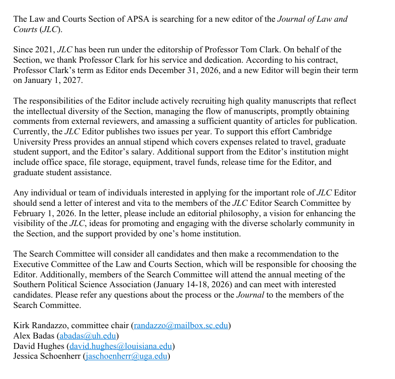 APSA Law & Courts Section tweet media