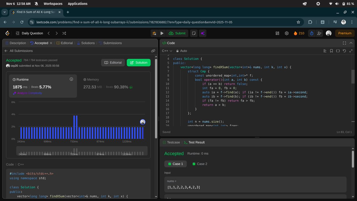 the__csy20's tweet photo. #Day263 of coding:
-leetcode POTD
#DSA #LeetCode https://t.co/LDo0SJlijC