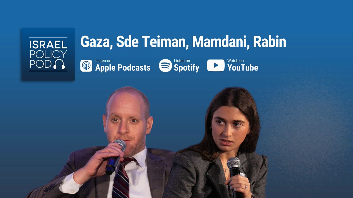 On this #IsraelPolicyPod, <a href="/NeriZilber/">Neri Zilber</a> and <a href="/ReichmanShanie/">Shanie Mieka Reichman שני מיקה ריישמן</a> discuss the state of play in the Gaza ceasefire, the recent scandal over the IDF military advocate general and the Sde Teiman abuse, the NYC elections, remembering Yitzhak Rabin z”l, and more. israelpolicyforum.org/2025/11/05/gaz…