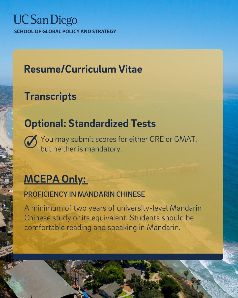 GPS_UCSD's tweet image. The early notification deadline for our MIA, MPP and MCEPA degree programs is quickly approaching! Check out the admission requirements below and apply by Dec. 4: ow.ly/ROsC50XnlRG