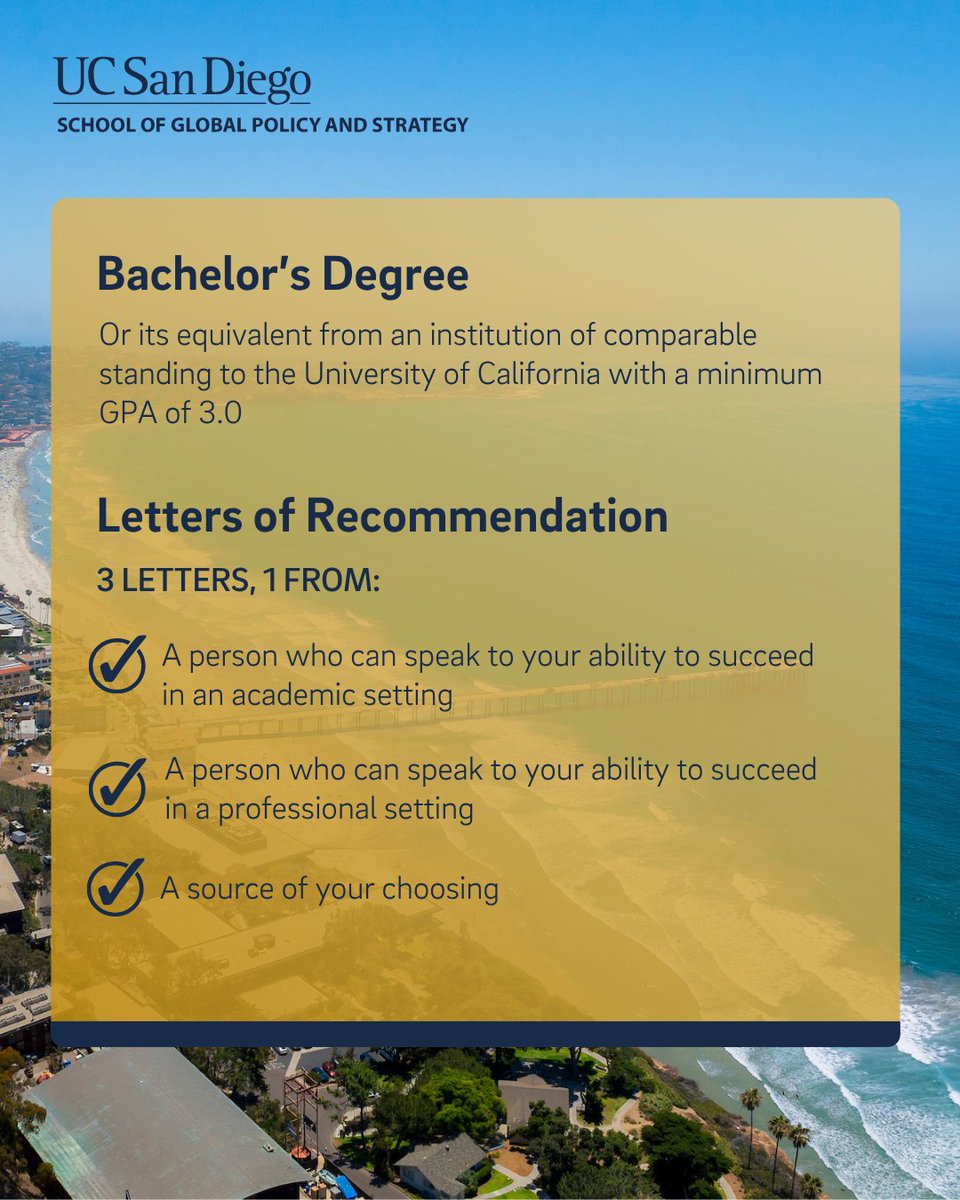 GPS_UCSD's tweet image. The early notification deadline for our MIA, MPP and MCEPA degree programs is quickly approaching! Check out the admission requirements below and apply by Dec. 4: ow.ly/ROsC50XnlRG